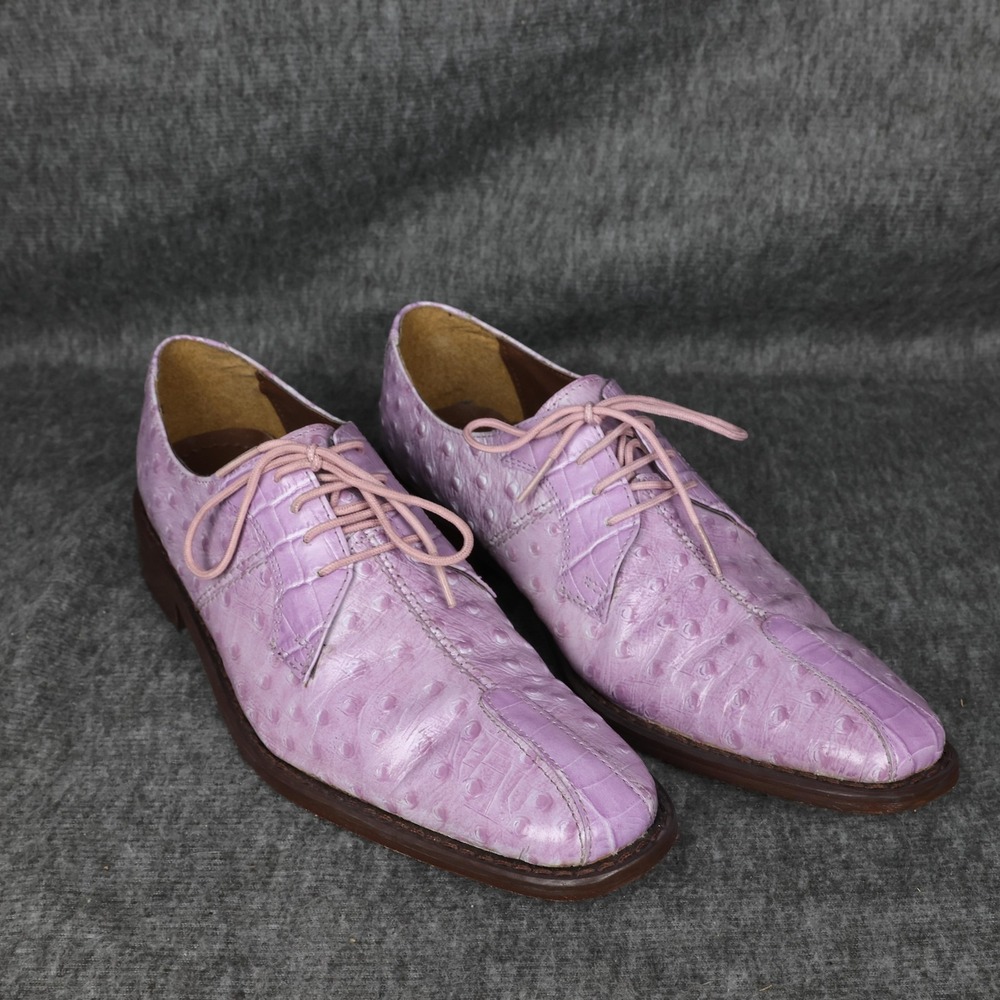 Stacy Adams Shoes Mens Size 7 Pink Leather Ostrich‎ Square Cap Toe Dress Oxford